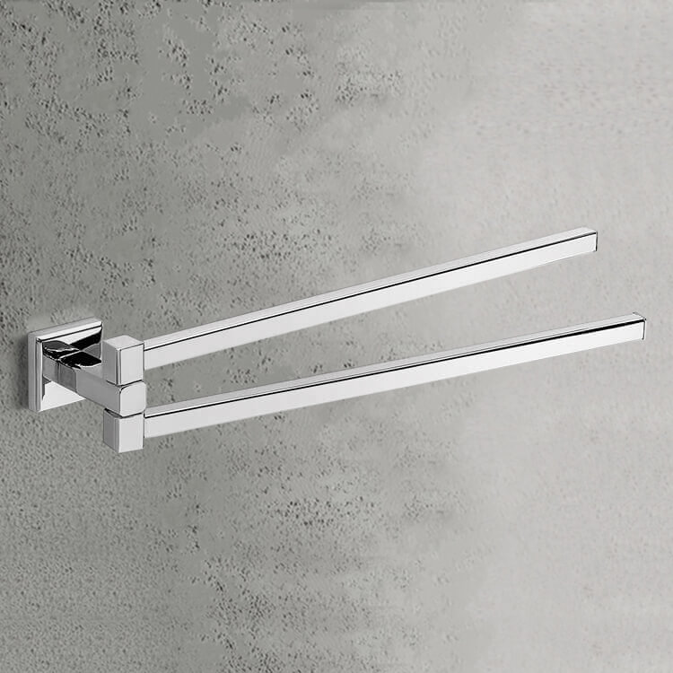 Gedy 6923-13 Double Swivel Towel Bar, 14 Inch, Polished Chrome